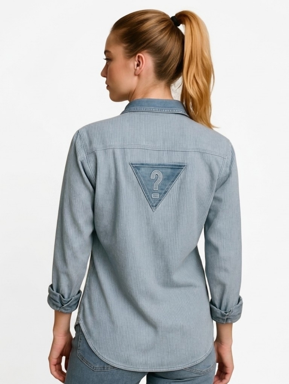 Guess Vintage Blue Striped Long Sleeve Button Up - Small